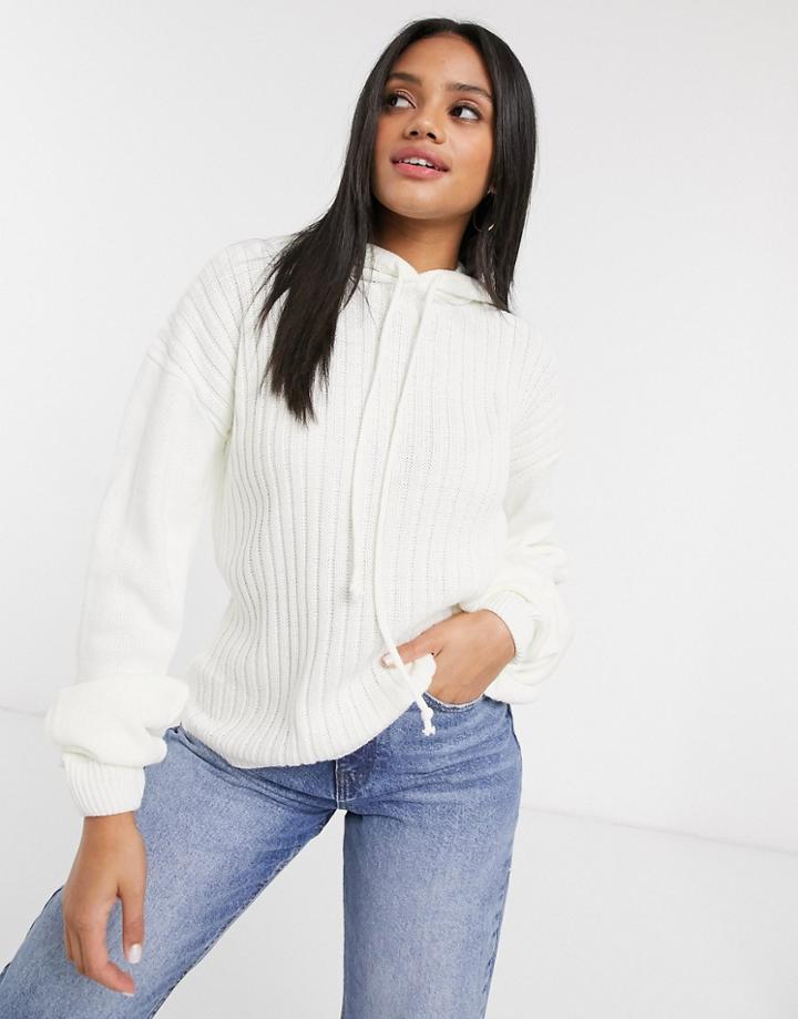 In The Style X Lorna Luxe Lullaby Ribbed Hoodie In Ecru - Part Of A Set-white