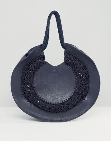 Gracie Roberts Saddle Bag With Embossing - Navy
