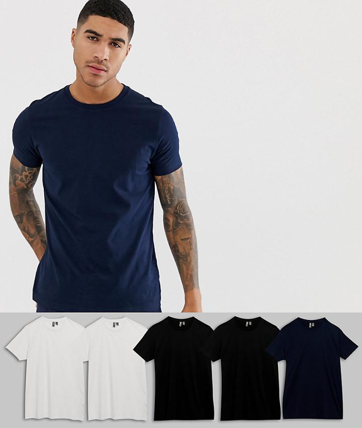 Asos Design 5 Pack Crew Neck T-shirt Save-multi