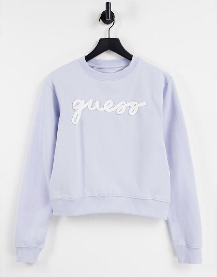 Guess Logo Sweatshirt In Blue-blues