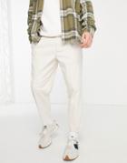 Jack & Jones Intelligence Wide Cropped Leg Chino With Pleat In Ecru-neutral