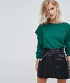 Only Frill Sleeve Sweater - Green