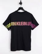 Calvin Klein Jeans Gradient Back Logo T-shirt In Black