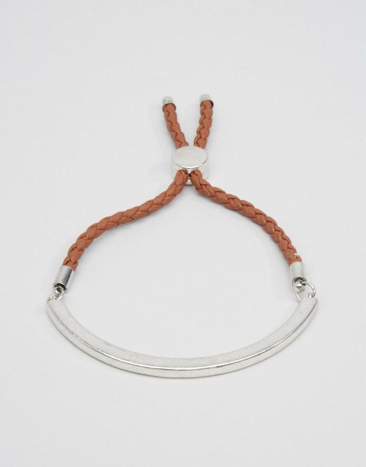 Asos Smart Metal And Rope Bracelet In Tan And Silver - Silver