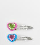 Reclaimed Vintage Inspired Hair Clip 2 Pack With Multicolored Gem Hearts