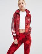 Adidas Originals Floral Three Stripe Track Jacket - Red