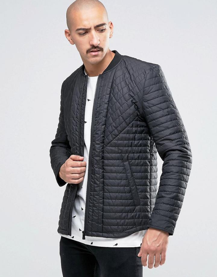 Only & Sons Quilted Bomber Jacket - Black
