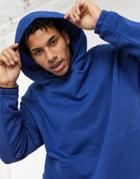 Asos Design Oversized Hoodie With Square Pockets In Dark Blue-blues