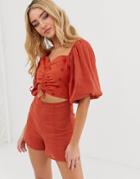 Asos Design Ruched Detail Romper-black