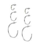 Asos 3 Sized Plain Hoop Earrings - Silver