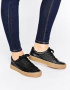 New Look Contrast Flatform Leather Look Sneaker - Black