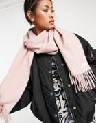 Topshop Supersoft Scarf With Tab In Pink