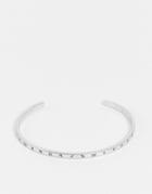 Asos Design Skinny Bangle With Celestial Design In Silver Tone