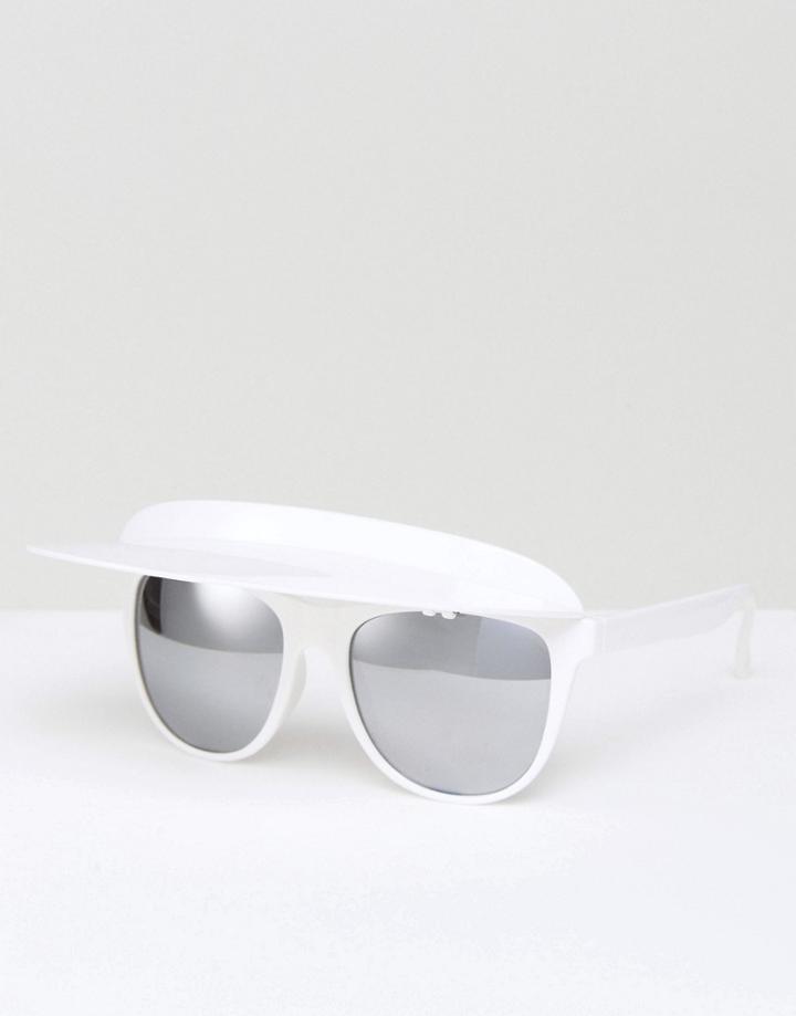 Asos Flip Top Visor Sunglasses - White