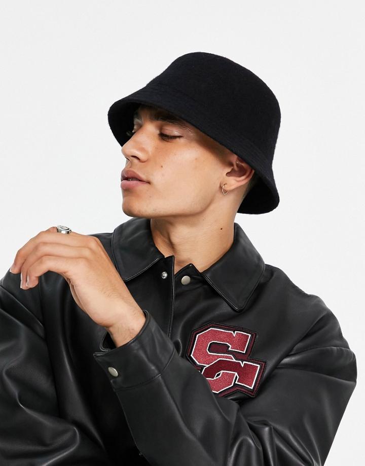 Asos Design Round Bucket Hat In Black
