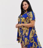 Ax Paris Plus Scarf Print Vanessa - Blue