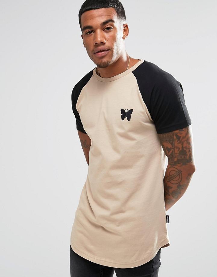 Good For Nothing T-shirt With Contrast Raglan Sleeve - Tan