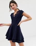Tfnc Lace Upper Skater Dress - Navy