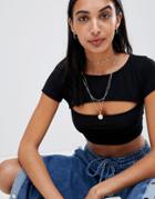 Motel Crop Top With Cut Out Detail - Black