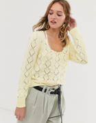 Asos Design Square Neck Bobble Sweater - Yellow