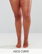 Asos Curve Oversized Fishnet Tights Red - Red