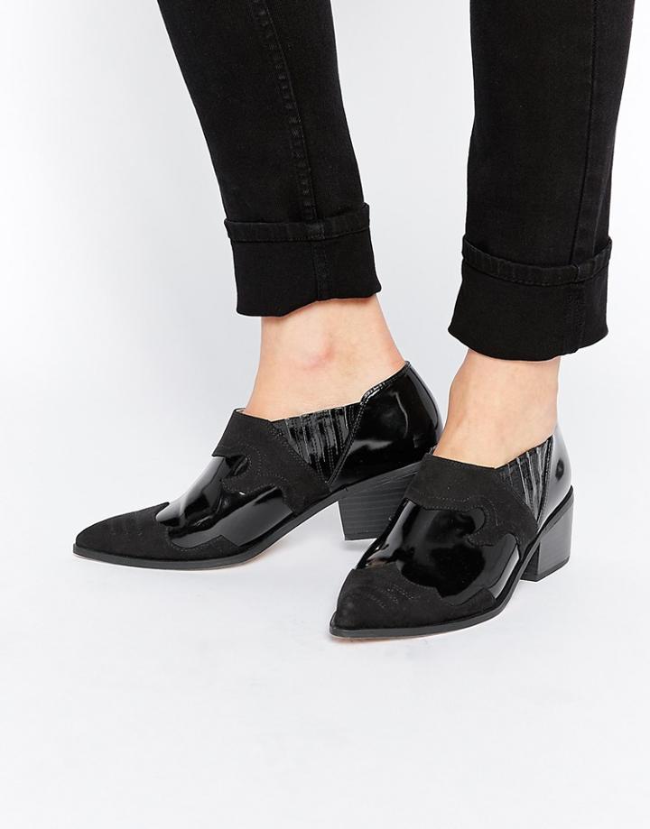 Asos Radical Pointed Western Ankle Boots - Black