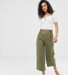 Only Tall Cropped Wide Leg Pants - Green