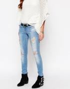 Only Ultimate Skinny Jeans With Distressing And Rips - Blue