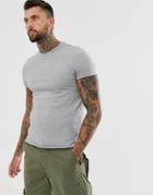 Asos Design Heavyweight T-shirt With Crew Neck And Raw Edges In Gray Marl
