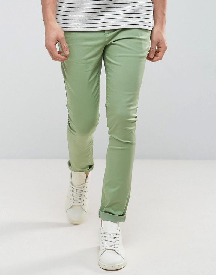 Asos Super Skinny Chinos In Light Green - Green