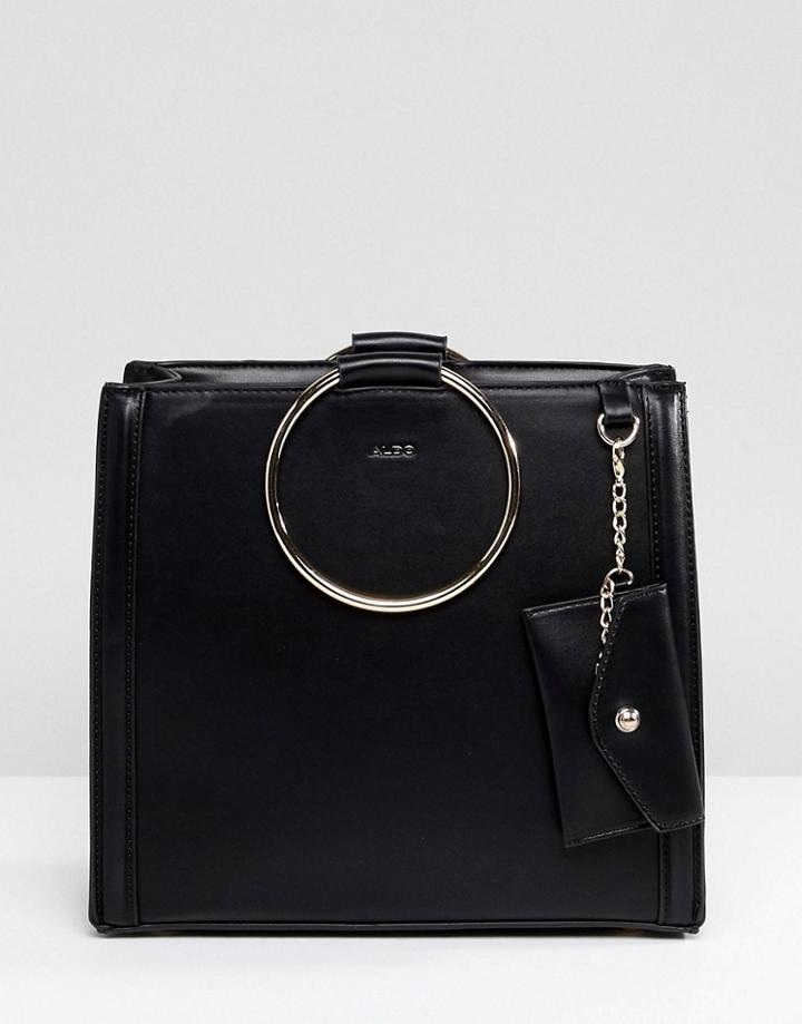 Aldo Tote Shopper Bag With Circle Ring Handle Detail - Black