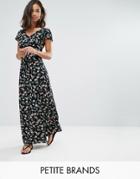 Yumi Petite Maxi Dress In Small Floral Print - Black
