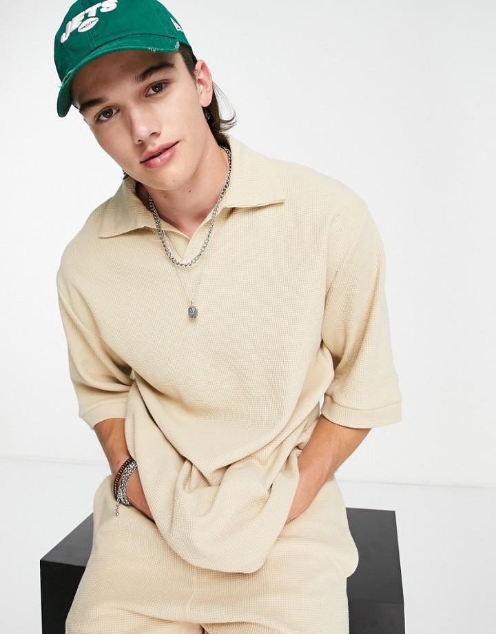 Sixth June Waffle Shirt In Beige - Part Of A Set-neutral