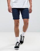 New Look Slim Fit Shorts With Geo Print In Navy - Navy
