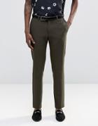 Asos Slim Suit Pants In Khaki - Green