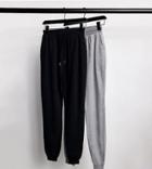 Asos Design Tall Basic Sweatpants With Tie 2 Pack In Black And Gray-multi