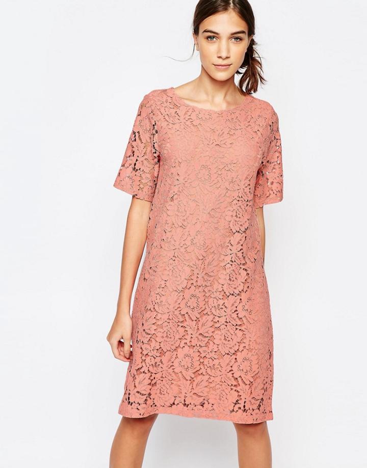 Selected Dacia Lace Shift Dress - Dessert Sand