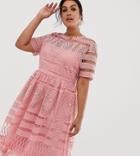 Boohoo Plus Exclusive Crochet Lace Midi Dress In Blush - Pink
