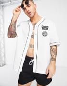 Topman Baseball Shirt With Embroidery In White