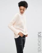 Noisy May Tall Cable Knit Sweater - Pink