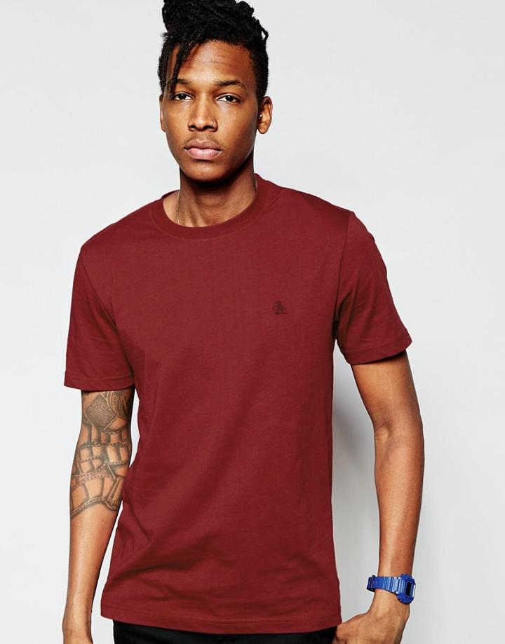 Original Penguin Embroidered Penguin Logo T-shirt - Red