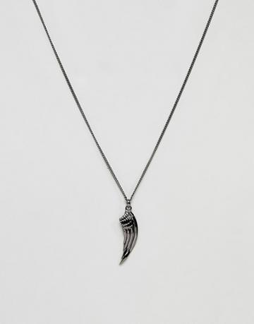 Simon Carter Wing Pendant Necklace In Gunmetal - Silver