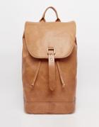 Asos Backpack In Tan Leather - Tan