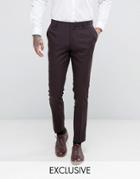 Number Eight Savile Row Skinny Suit Pant In Micro Herringbone - Red