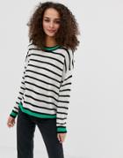 Brave Soul Stripe Sweater With Contrast Trim