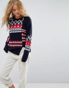 Asos Holidays Sweater In Patchwork Fairisle - Multi