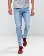 Asos Tapered Jeans In 12.5oz In Light Wash Blue - Blue