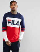 Fila Black Long Sleeve T-shirt With Panel Logo In Navy - Navy