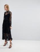 Y.a.s Lace Dress With Ruffle Detail - Black