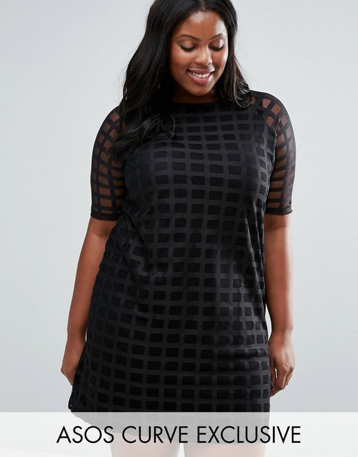 Asos Curve Shift Dress In Cage Mesh - Black